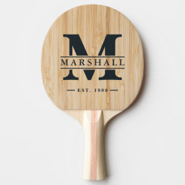 Vitt Bambu Monogram & Namn Overlay Pingisracket