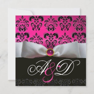 VITT BAND ROSA LILA SVART DAMASK MONOGRAM INBJUDNINGAR