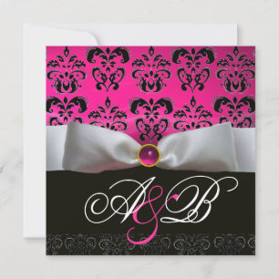 VITT BAND ROSA LILA SVART DAMAST MONOGRAM INBJUDNINGAR