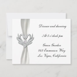 Vitt band Silver Svanar Mottagningskort Inbjudningar