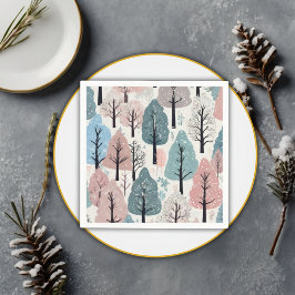 Vitt band Vinter skog Snöflingor Bebis shower Pappersservett