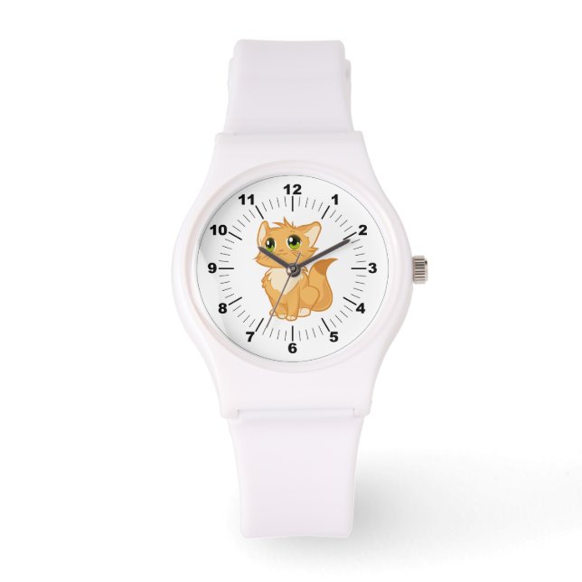 Vitt band Watch - Cute Cat Armbandsur (Framsida)