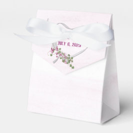 Vitt bandhjärta med Rosa Blommor Favoritbox Presentaskar