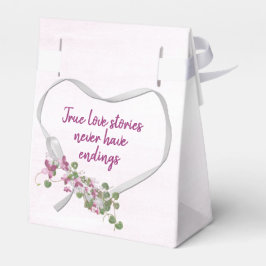 Vitt bandhjärta med Rosa Blommor Favoritbox Presentaskar