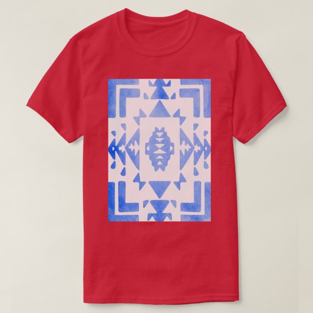 Vitt blått ljus blått ombre Native American T Shirt (Design framsida)