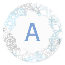 Vitt/blått Snöflingor - Cirkelmärke