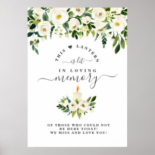 Vitt blomljus minnestavla för älskad minne poster