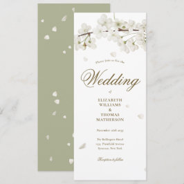 Vitt blommande guldskrift bröllop inbjudningar