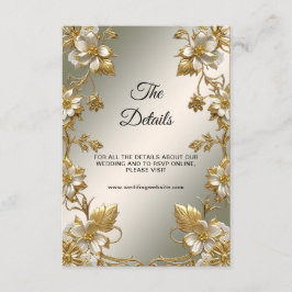 Vitt Blommigt Guld Ornate-detaljförslutningskort Tilläggskort