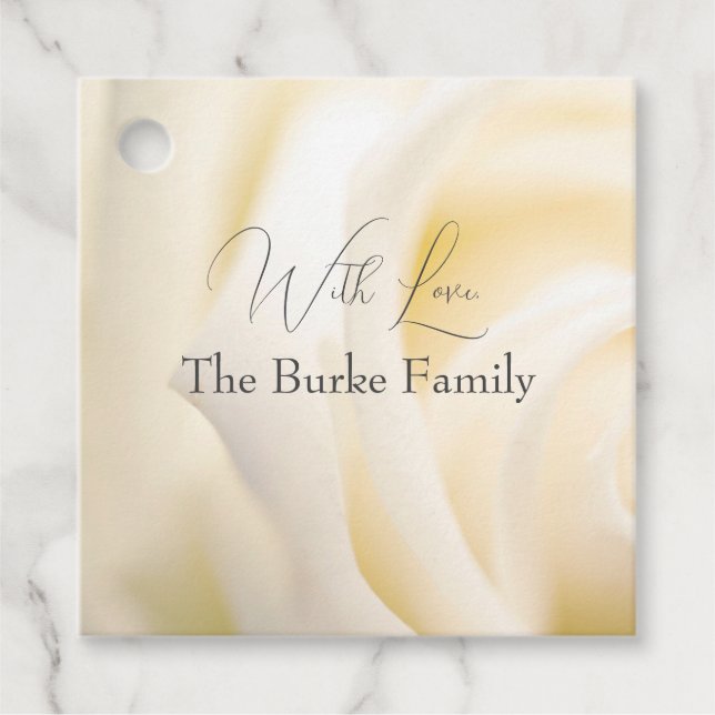 Vitt blommigt presentmärke "Med kärlek" Gåvor Etiketter (Framsida)