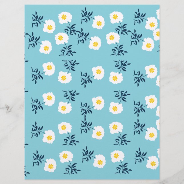Vitt blommigt scrapbookingpapper (Framsida)