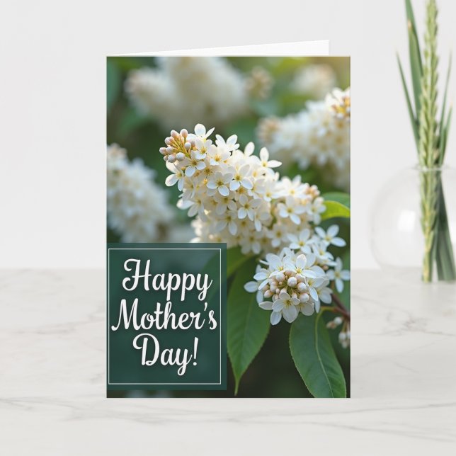 Vitt blommor morsdags kort (Framsida)