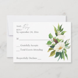 Vitt blomster & grönska ingen måltid RSVP-kort OSA Kort