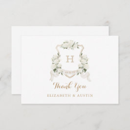 Vitt Blomster Hydrangea Crest Bröllopsmonogram Tack Kort