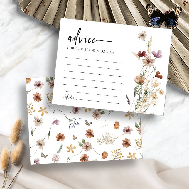 Vitt blomsterbröllopskort med råd (White Boho Floral Wedding Advice Card by Painted Paperie
)