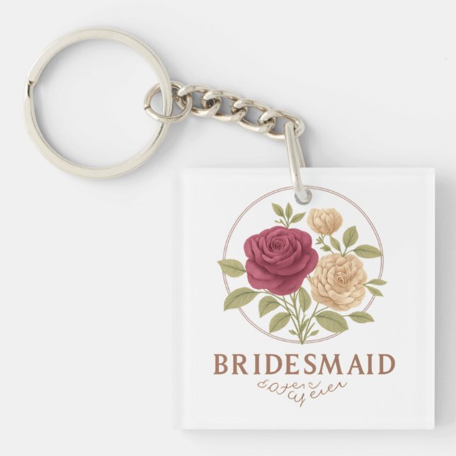 Vitt blomsterformad akrylnyckelring - Brudtjänst (Framsidan)