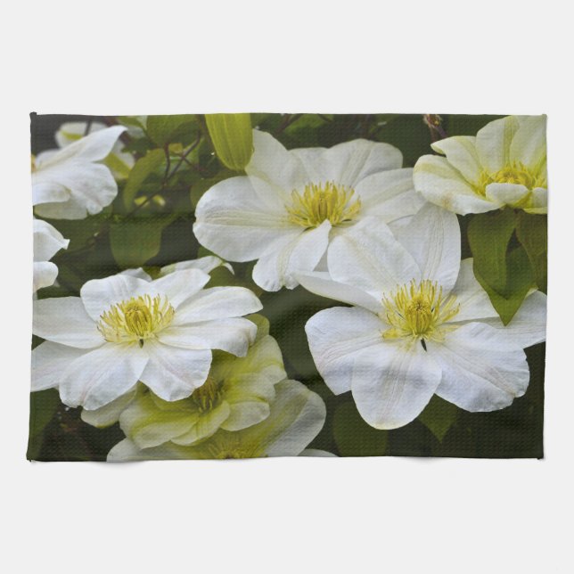 Vitt blomsterkökshandduk kökshandduk (Horisontell)