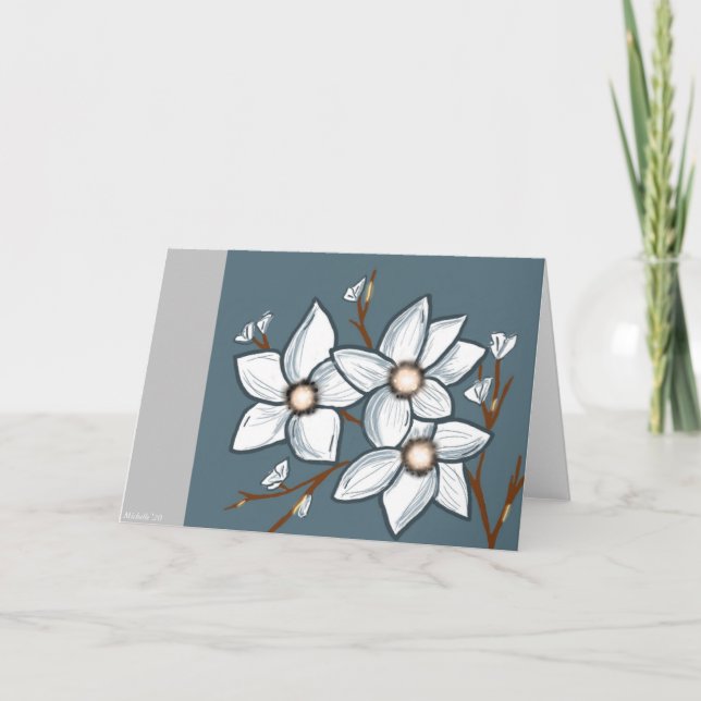 Vitt blomsterkort kort (Framsida)