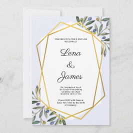 Vitt botaniskt bröllopskort inbjudningar