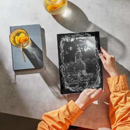 Vitt botaniskt fotobegravningsprogram inbjudningar