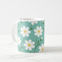Vitt botaniskt mönster med vilda blommor kaffemugg
