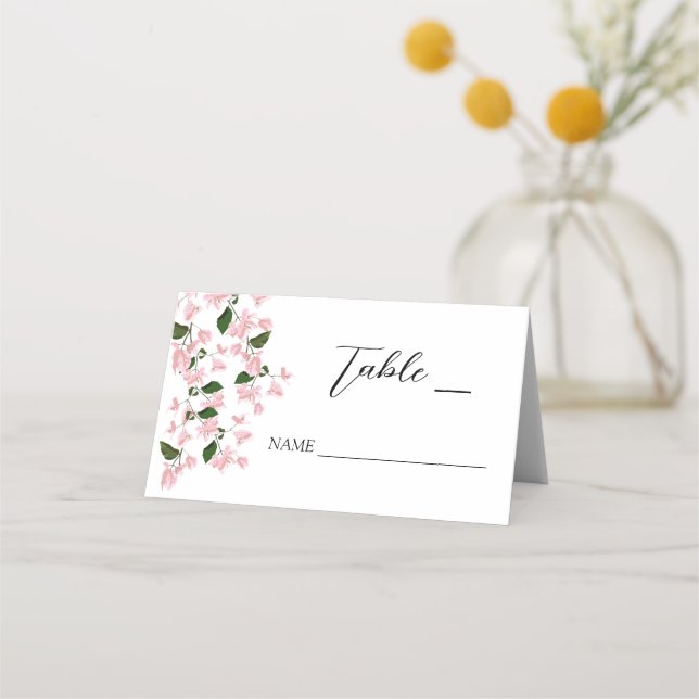 Vitt Bougainvillea Flower Foltyte-kort Placeringskort (Framsida)