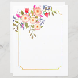 Vitt brevpapper med botaniska motiv