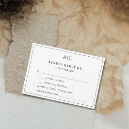 Vitt Bröllop OSA för val av måltid i monogram