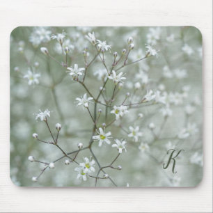 Vitt Brudbröllop Blommig Foto Med Monogram Musmatta