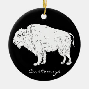 Vitt Buffalo Thunder_Cove Julgransprydnad Keramik
