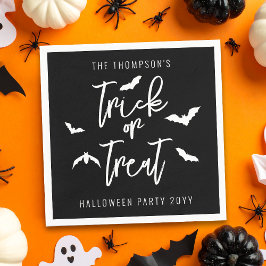 Vitt Bus eller godis-skript med Fladdermus Hallowe Pappersservett