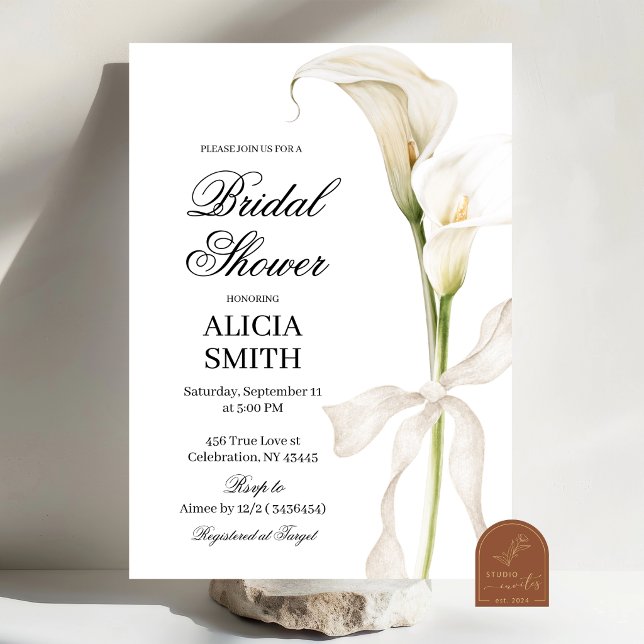 Vitt Calla Lily Bröllopsdusch-inbjudan Inbjudningar (Skapare uppladdad)