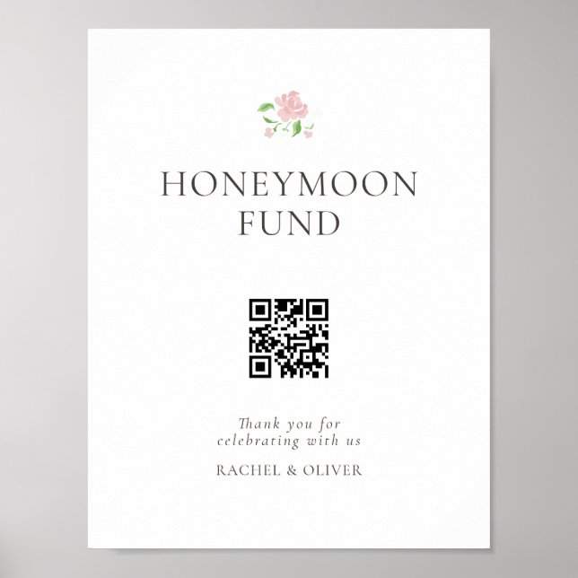 Vitt | Chic Bröllop Honeymoon Fond Affisch (Framsidan)