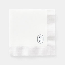 Vitt | Chic typografi Minimalt Monogram Bröllop Pappersservett