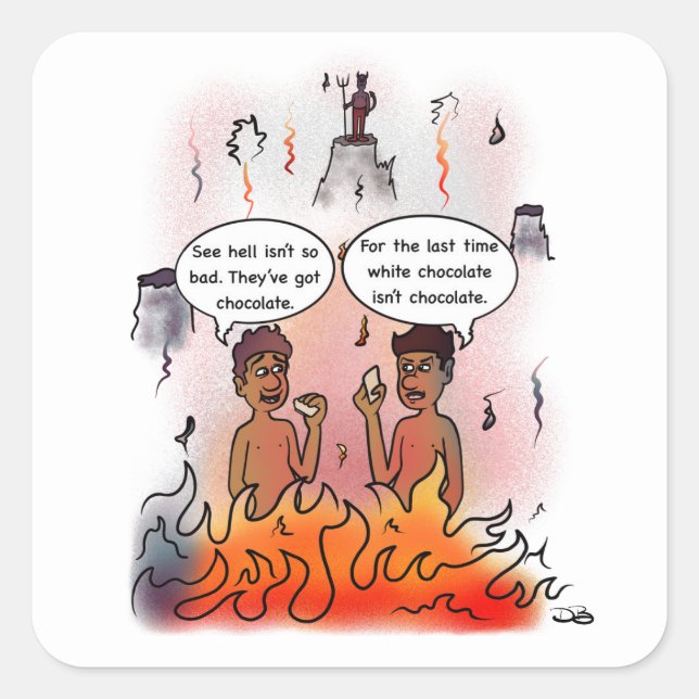 Vitt choklad fyrkantigt klistermärke (Framsida)