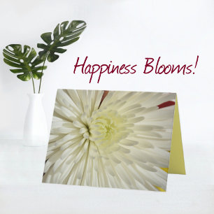 Vitt Chrysanthemum Blommigt Note Card Tack Kort