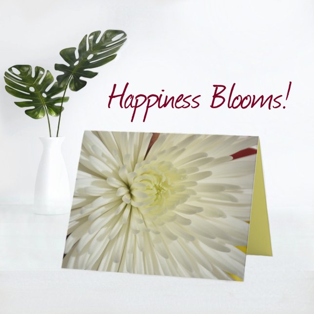 Vitt Chrysanthemum Blommigt Note Card Tack Kort (Skapare uppladdad)