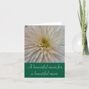 Vitt Chrysanthemum-hälsningskort för Mamma Kort