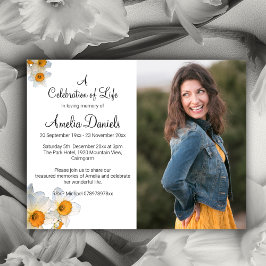 Vitt Daffodil-foto i överljudsminneskort Inbjudningar