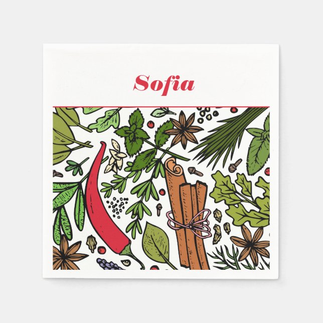 Vitt eget namn för Spices mönster Pappersservett (Framsidan)
