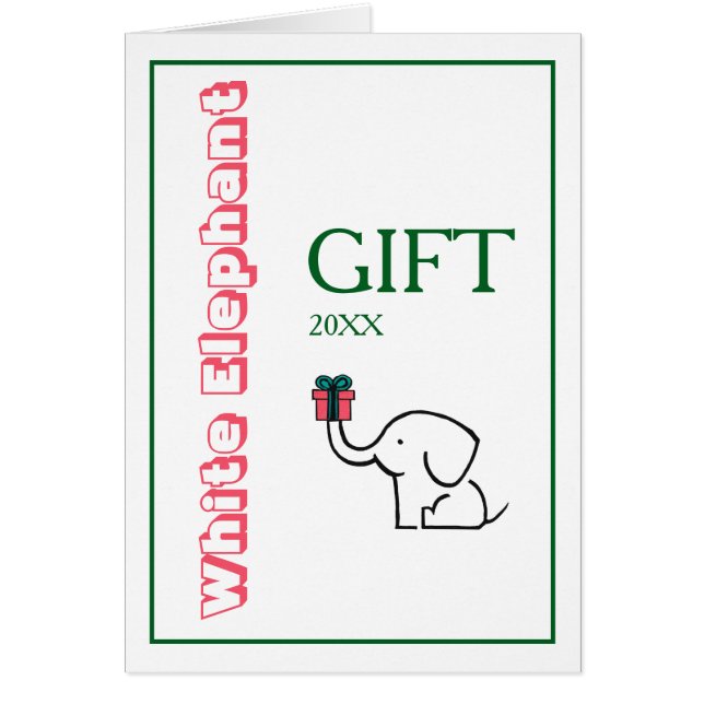 Vitt Elefant-gavutbytes Julfest Hälsningskort (Framsidan)