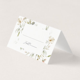 Vitt  Elegant Blommigt Bröllop-platskort Kort