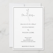 Vitt Elegant Minimalistiskt Botaniskt Bröllop