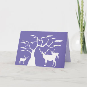 Vitt Elk Silhouette-hälsningskort Kort