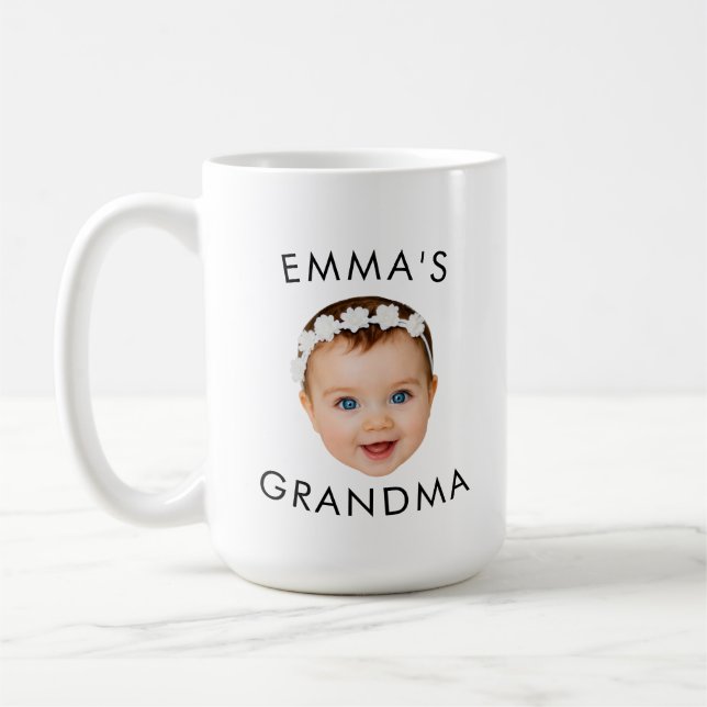 Vitt Emma's Mormor Baby-fotomugg Kaffemugg (Vänster)