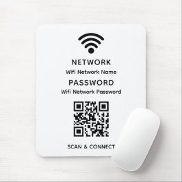 Vitt Enkelt Elegant Wifi QR-kod Nätverk Lösenord Musmatta