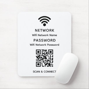 Vitt Enkelt Elegant Wifi QR-kod Nätverk Lösenord Musmatta