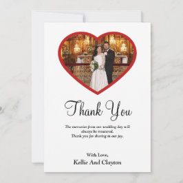 Vitt foto inuti ett hjärttackkort tack kort