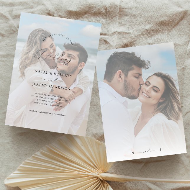 Vitt fotoöverlägg 2 Fäst Bilder Bröllop Inbjudningar (Skapare uppladdad)