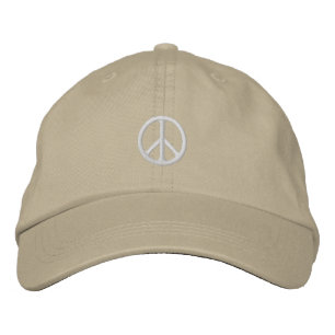 Vitt fredstecken Hat Broderad Keps